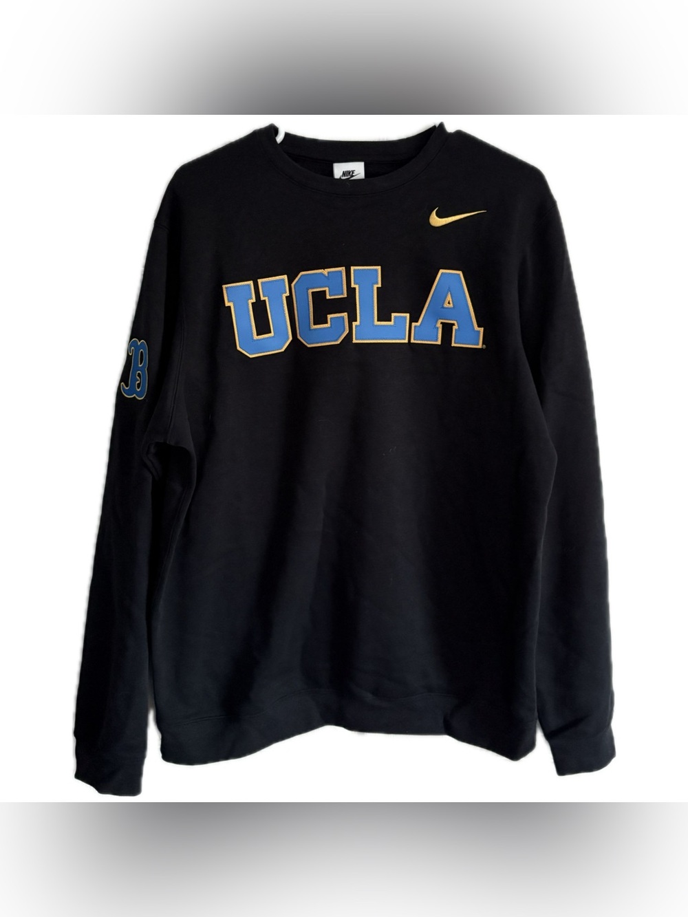 Nike Black Crewneck Sweatshirt with UCLA Blue and Gold Lettering